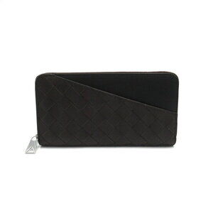 Bottega Veneta Round Long Wallet Leather Brown Black